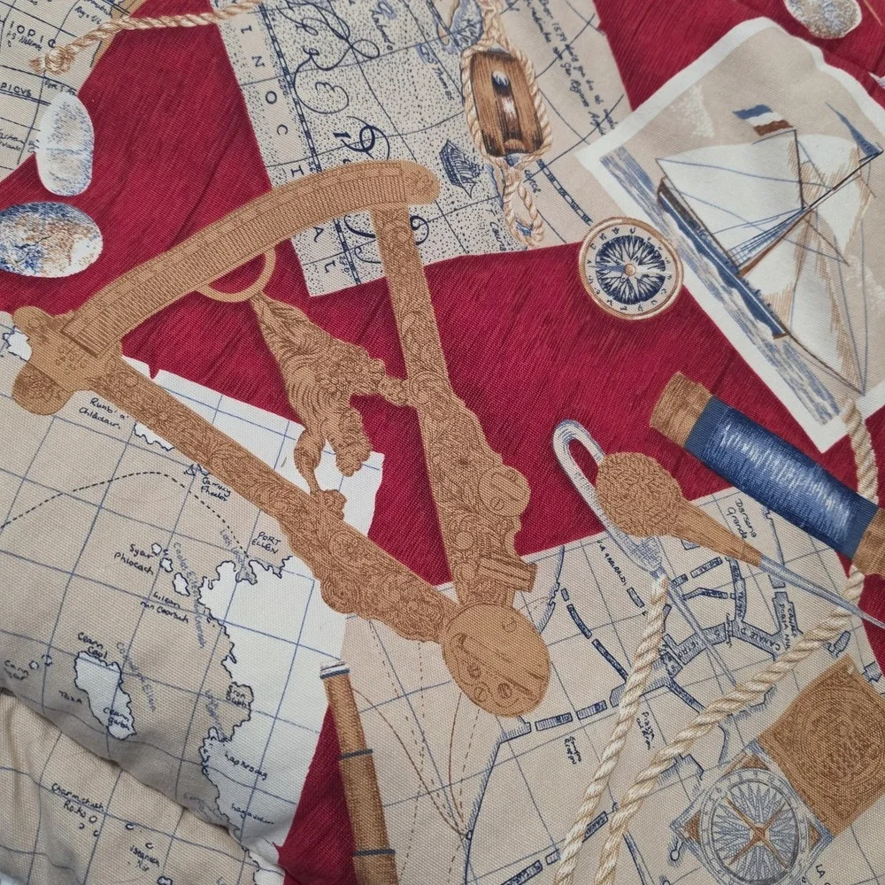 Vintage This End Up Nautical Pillow Shams Ships Maps Coastal ONLY ONE